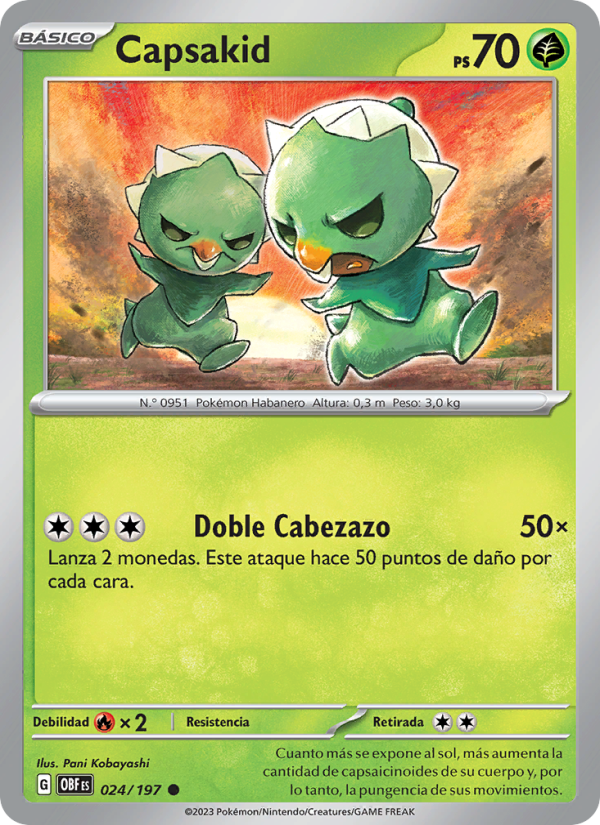 Capsakid 024 — Obsidian Flames (Spanish Pokémon TCG card)