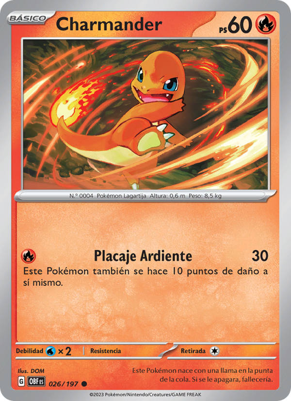 Charmander 026 — Obsidian Flames (Spanish Pokémon TCG card)