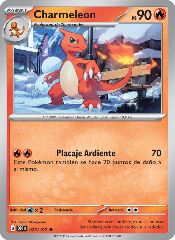 Charmeleon 027 — Obsidian Flames (Spanish Pokémon TCG card)