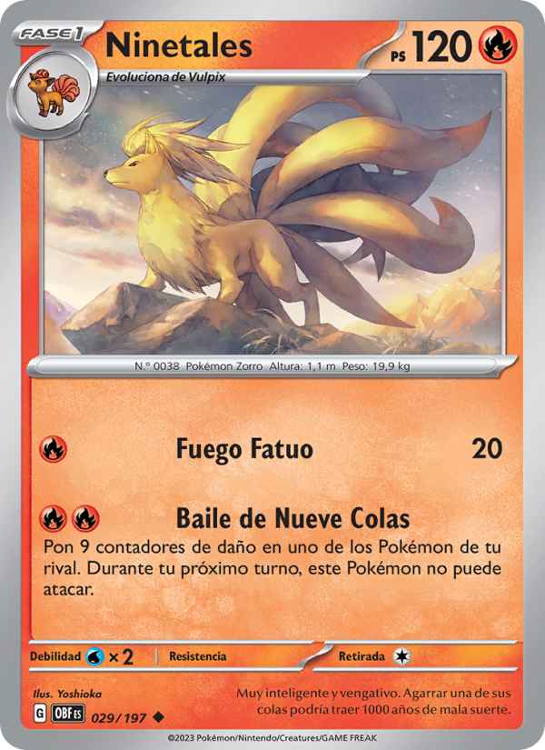 Ninetales 029 — Obsidian Flames (Spanish Pokémon TCG card)