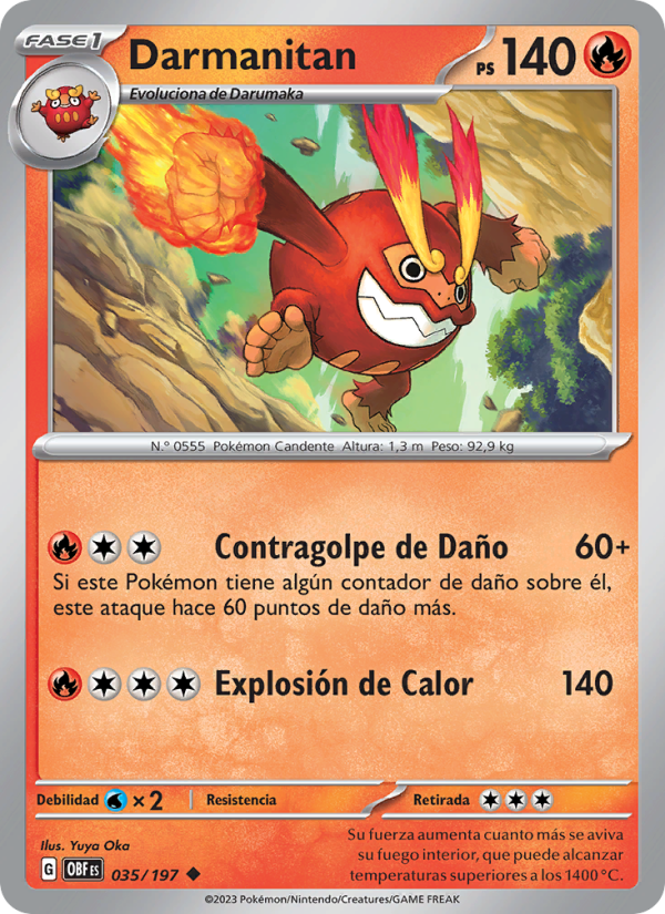 Darmanitan 035 — Obsidian Flames (Spanish Pokémon TCG card)