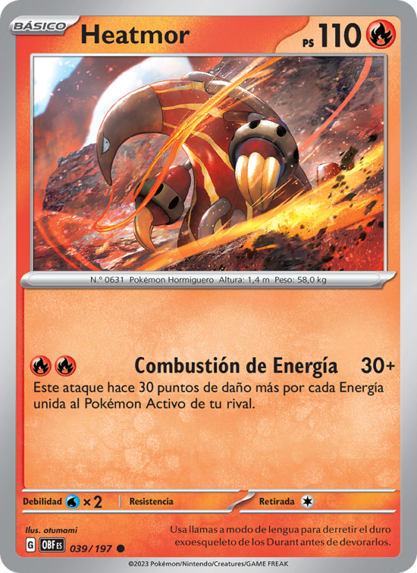 Heatmor 039 — Obsidian Flames (Spanish Pokémon TCG card)