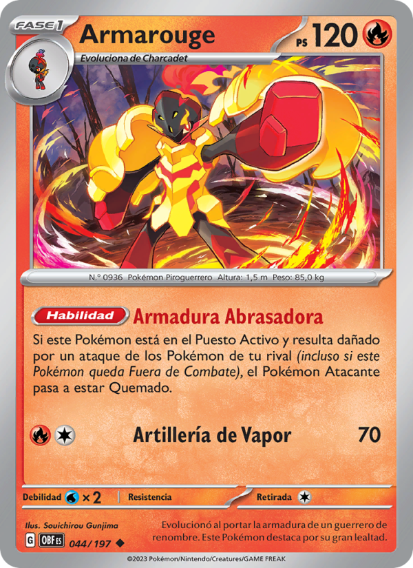 Armarouge 044 — Obsidian Flames (Spanish Pokémon TCG card)