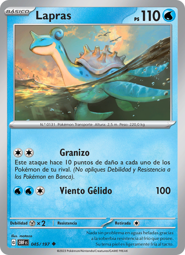 Lapras 045 — Obsidian Flames (Spanish Pokémon TCG card)