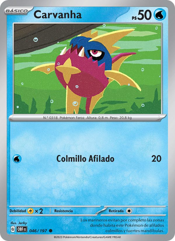 Carvanha 046 — Obsidian Flames (Spanish Pokémon TCG card)