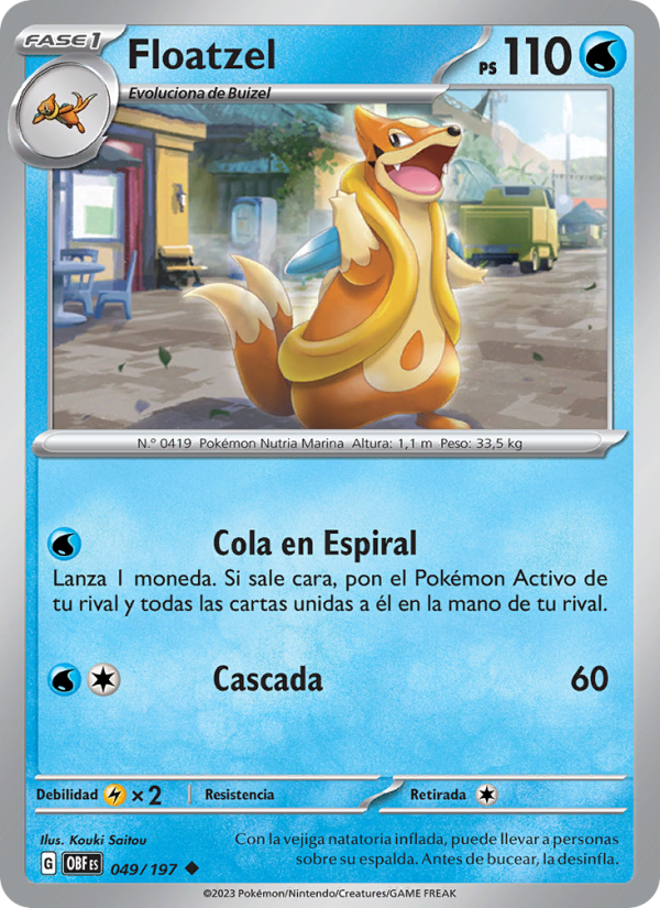 Floatzel 049 — Obsidian Flames (Spanish Pokémon TCG card)