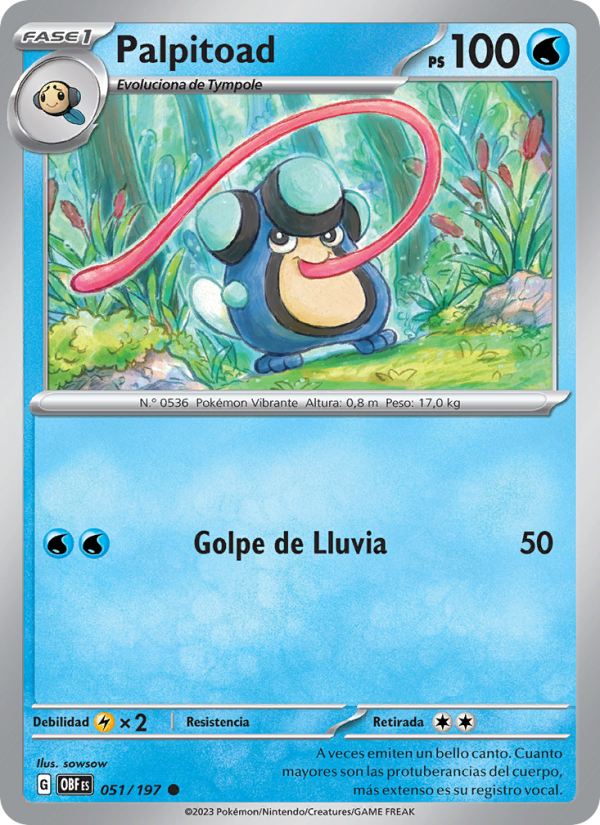 Palpitoad 051 — Obsidian Flames (Spanish Pokémon TCG card)