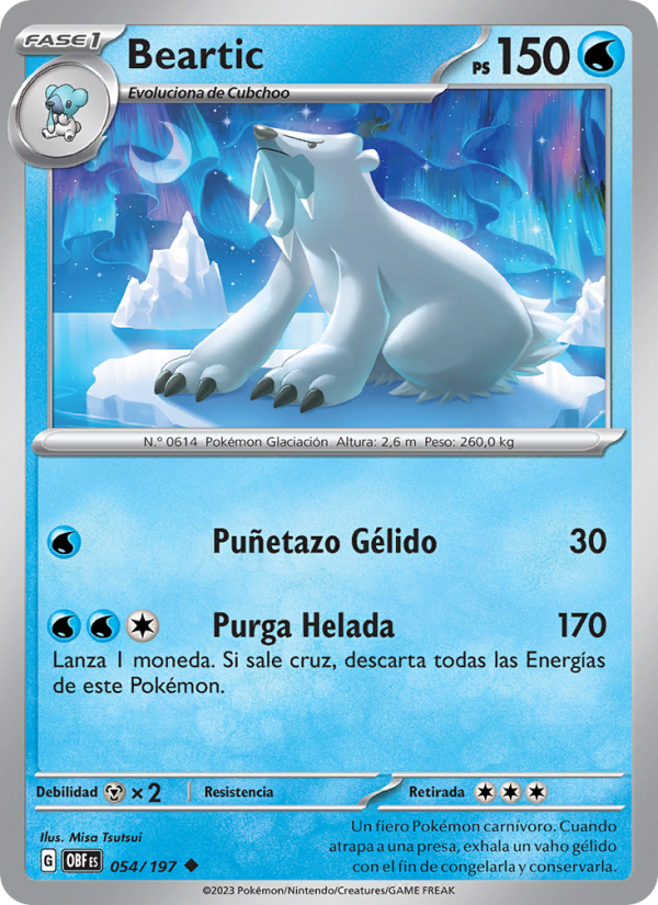 Beartic 054 — Obsidian Flames (Spanish Pokémon TCG card)