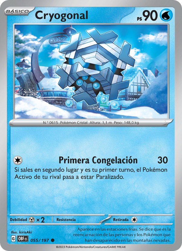 Cryogonal 055 — Obsidian Flames (Spanish Pokémon TCG card)