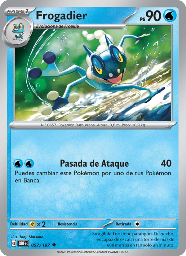Frogadier 057 — Obsidian Flames (Spanish Pokémon TCG card)