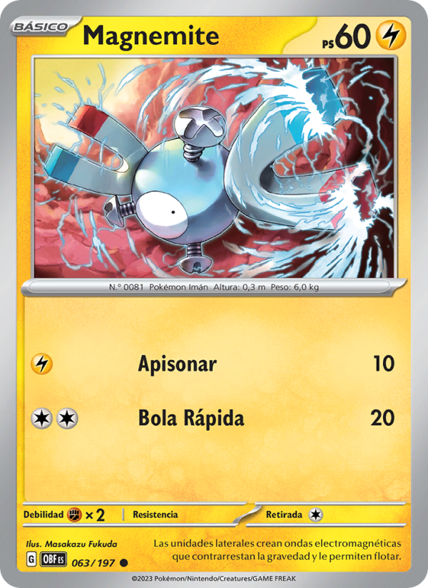 Magnemite 063 — Obsidian Flames (Spanish Pokémon TCG card)