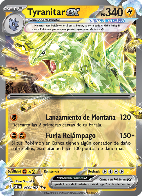 Tyranitar ex 066 — Obsidian Flames (Spanish Pokémon TCG card)