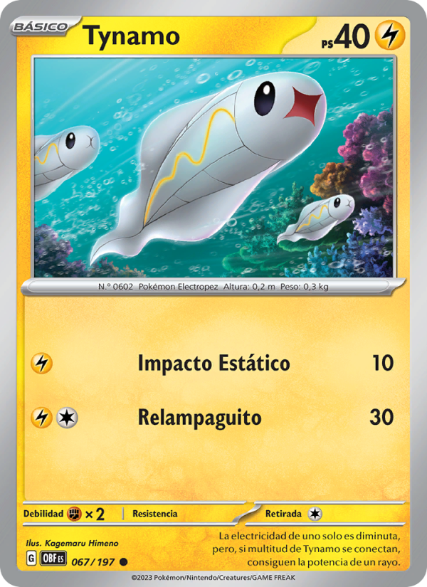 Tynamo 067 — Obsidian Flames (Spanish Pokémon TCG card)