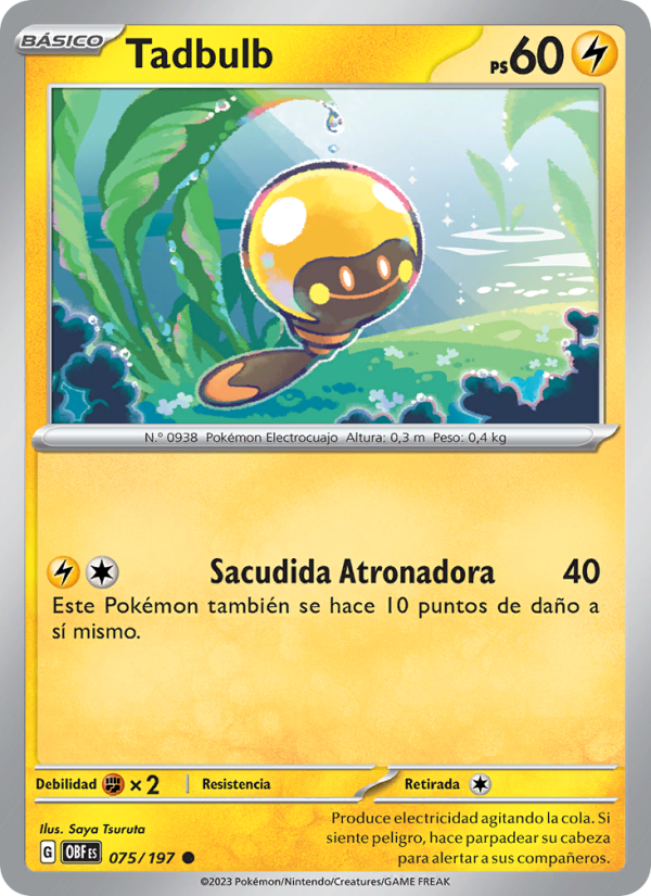 Tadbulb 075 — Obsidian Flames (Spanish Pokémon TCG card)