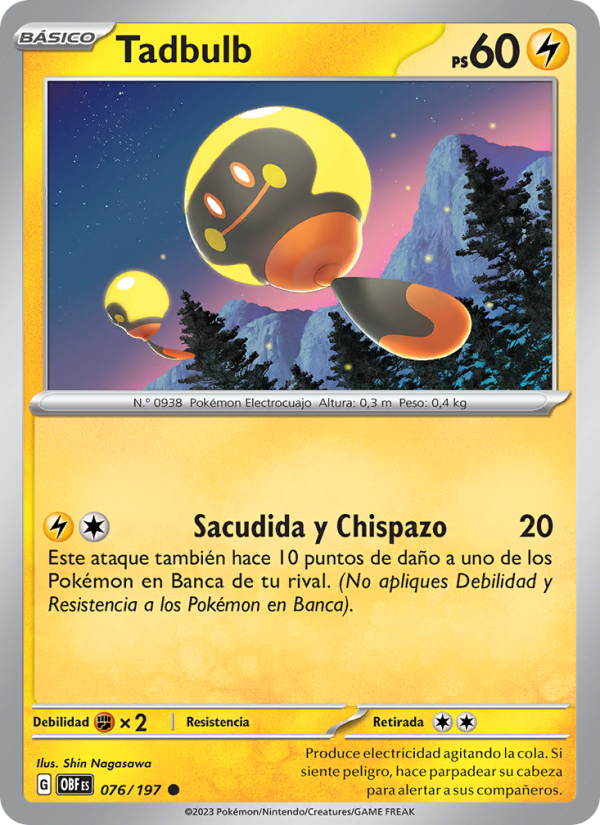 Tadbulb 076 — Obsidian Flames (Spanish Pokémon TCG card)
