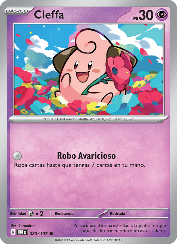 Cleffa 080 — Obsidian Flames (Spanish Pokémon TCG card)