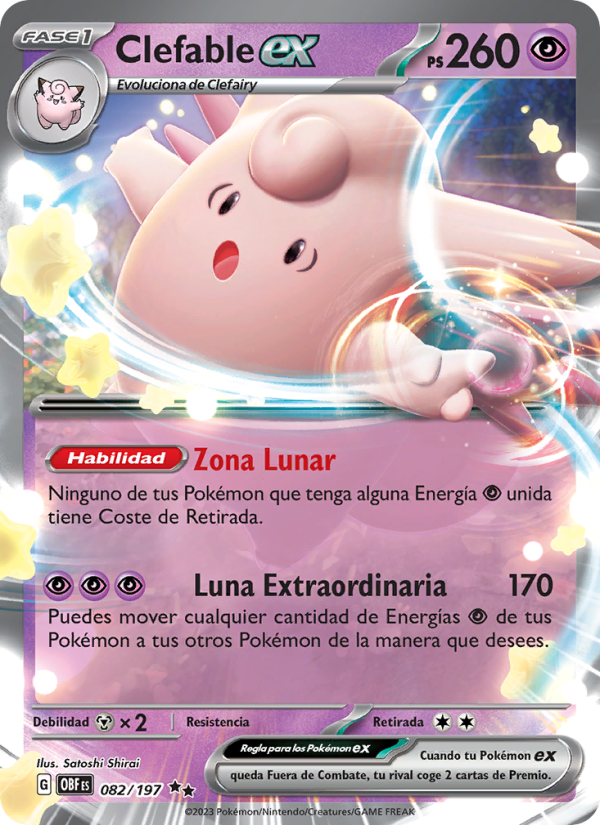 Clefable ex 082 — Obsidian Flames (Spanish Pokémon TCG card)