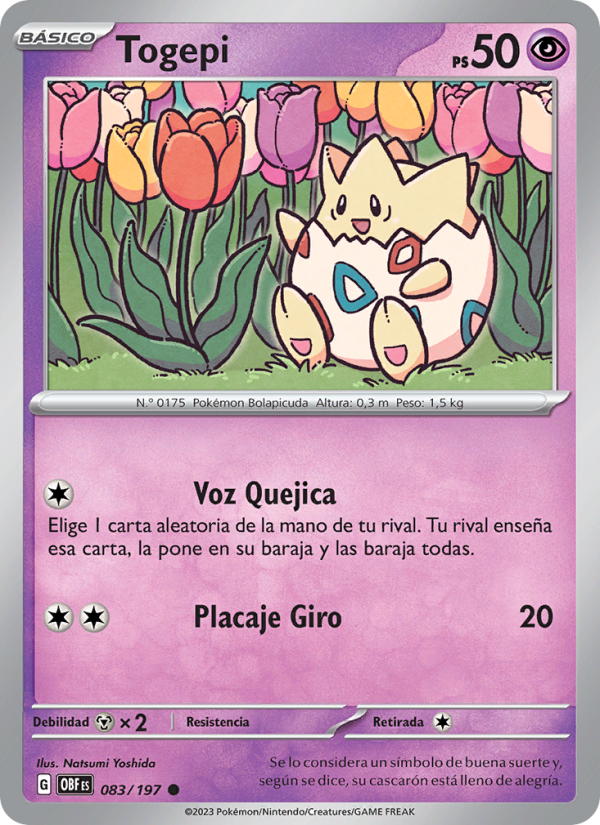 Togepi 083 — Obsidian Flames (Spanish Pokémon TCG card)