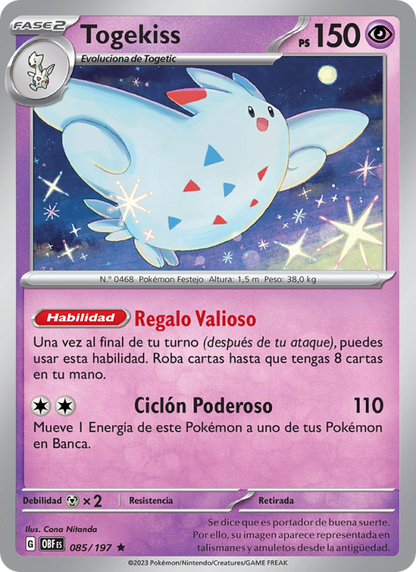 Togekiss 085 — Obsidian Flames (Spanish Pokémon TCG card)