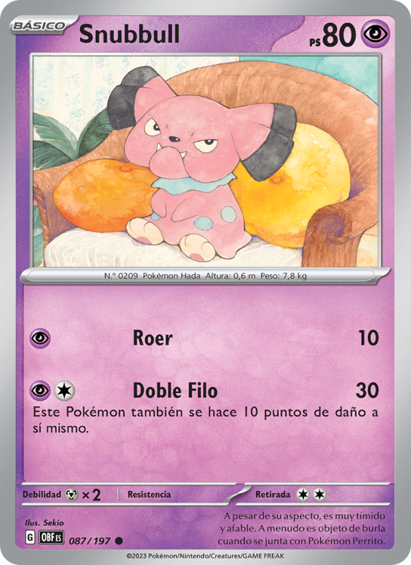 Snubbull 087 — Obsidian Flames (Spanish Pokémon TCG card)