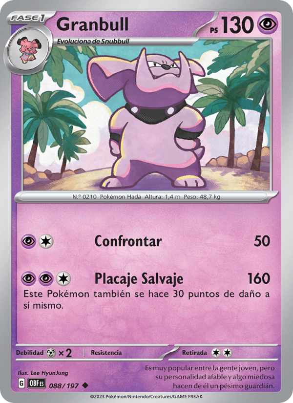 Granbull 088 — Obsidian Flames (Spanish Pokémon TCG card)