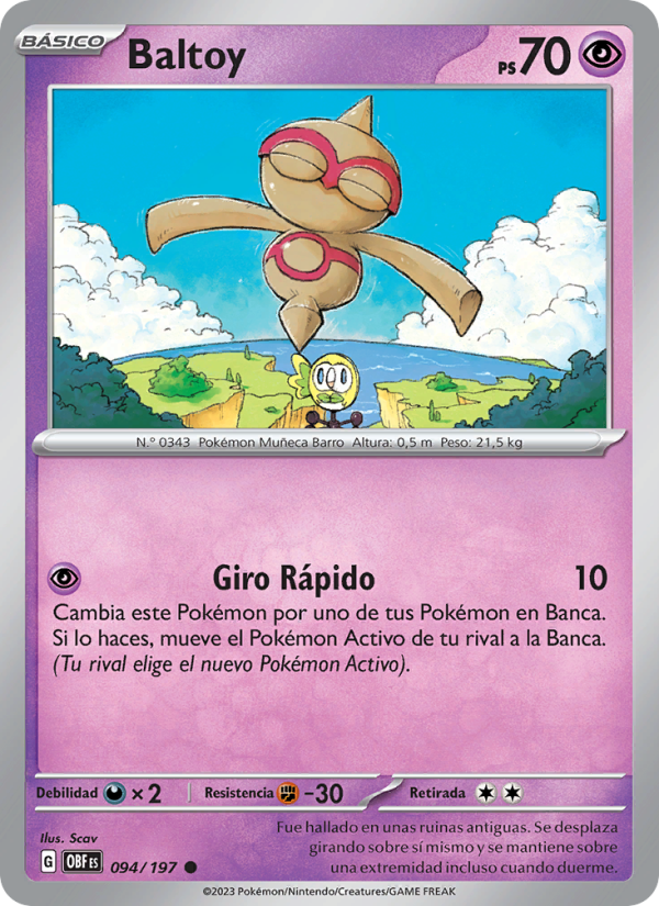 Baltoy 094 — Obsidian Flames (Spanish Pokémon TCG card)