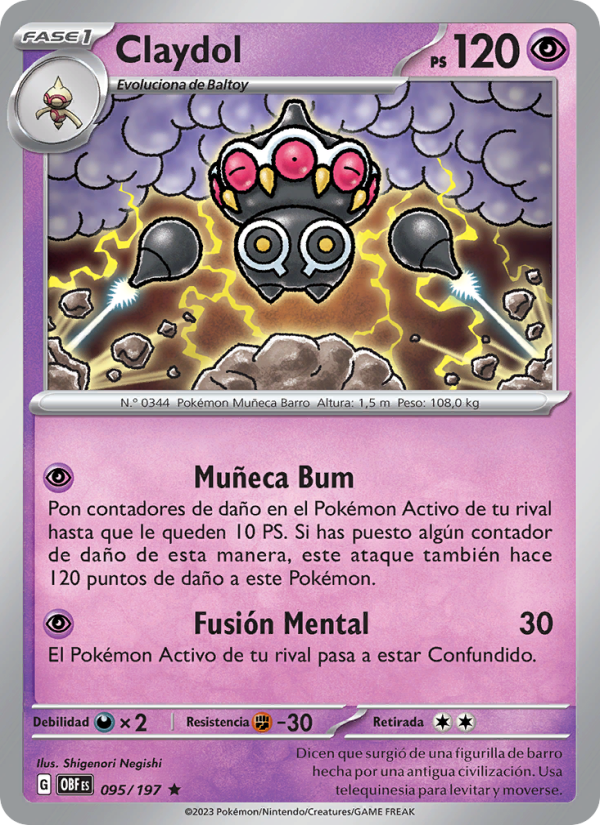 Claydol 095 — Obsidian Flames (Spanish Pokémon TCG card)