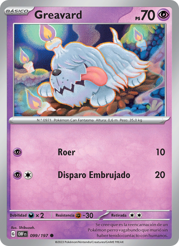 Greavard 099 — Obsidian Flames (Spanish Pokémon TCG card)