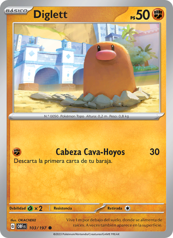 Diglett 103 — Obsidian Flames (Spanish Pokémon TCG card)