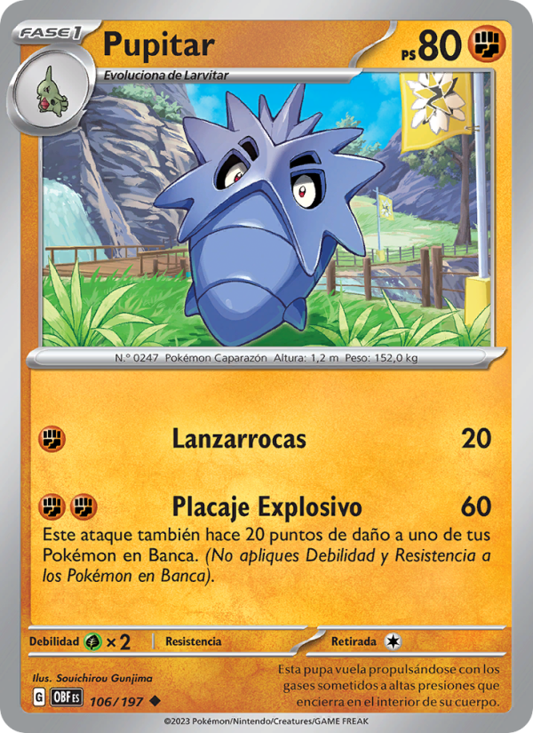 Pupitar 106 — Obsidian Flames (Spanish Pokémon TCG card)