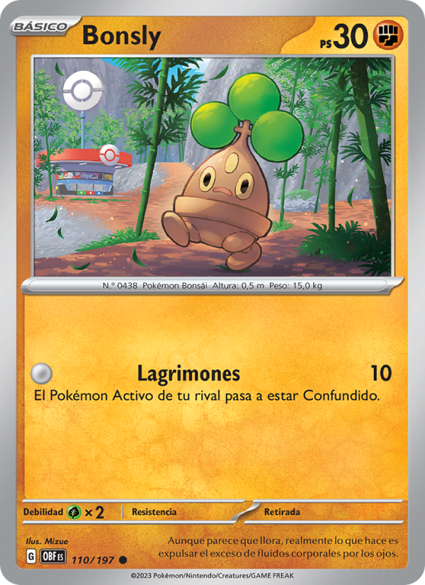 Bonsly 110 — Obsidian Flames (Spanish Pokémon TCG card)