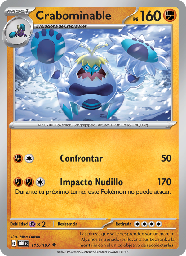 Crabominable 115 — Obsidian Flames (Spanish Pokémon TCG card)