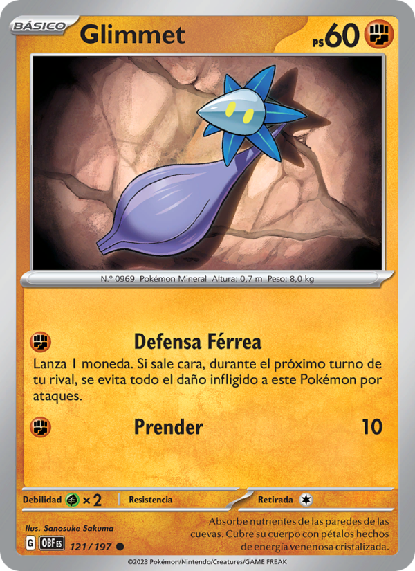 Glimmet 121 — Obsidian Flames (Spanish Pokémon TCG card)
