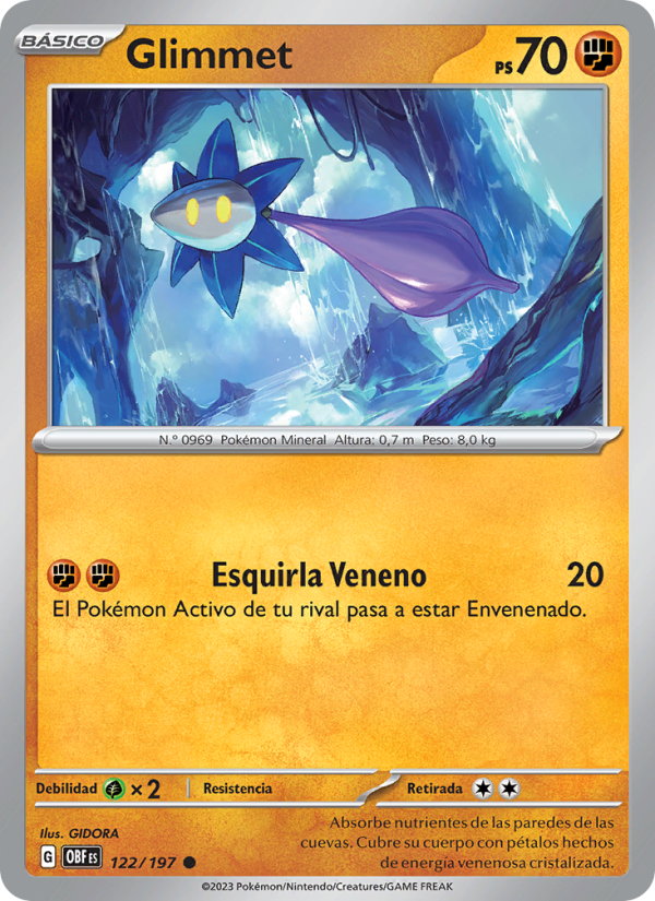 Glimmet 122 — Obsidian Flames (Spanish Pokémon TCG card)