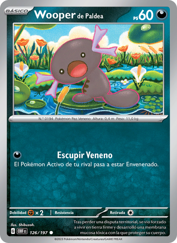 Wooper de Paldea 126 — Obsidian Flames (Spanish Pokémon TCG card)