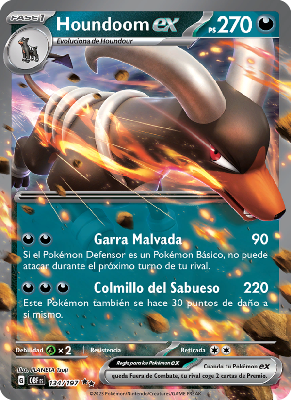 Houndoom ex 134 — Obsidian Flames (Spanish Pokémon TCG card)