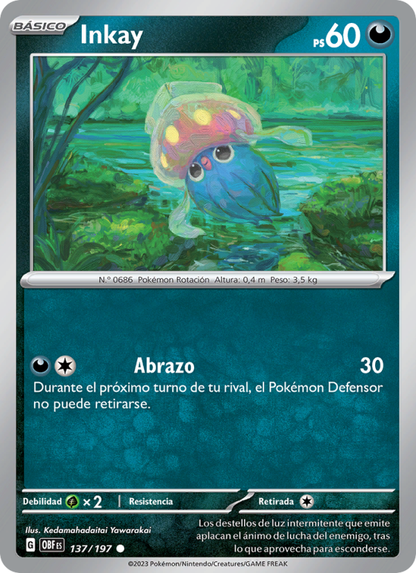 Inkay 137 — Obsidian Flames (Spanish Pokémon TCG card)