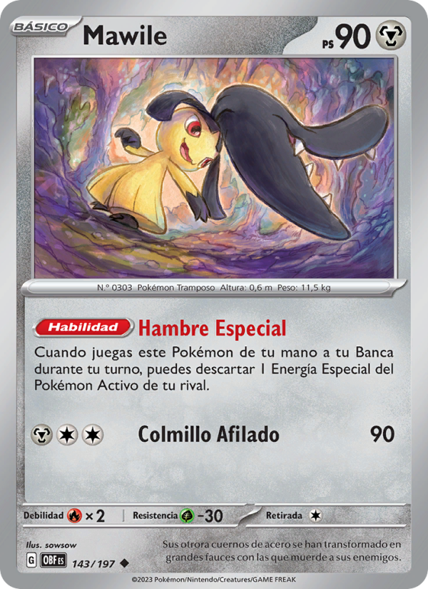 Mawile 143 — Obsidian Flames (Spanish Pokémon TCG card)
