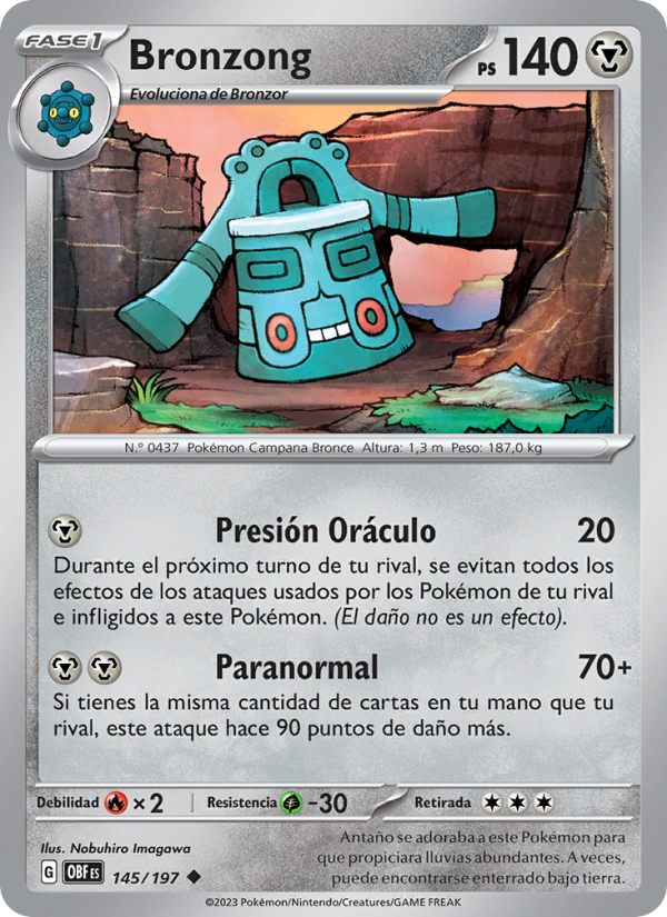 Bronzong 145 — Obsidian Flames (Spanish Pokémon TCG card)