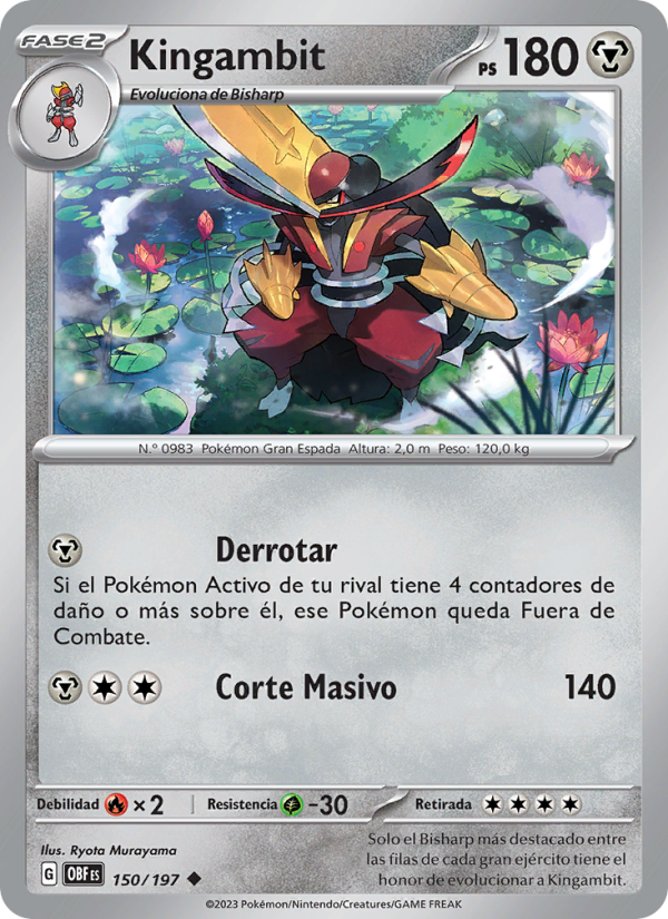 Kingambit 150 — Obsidian Flames (Spanish Pokémon TCG card)