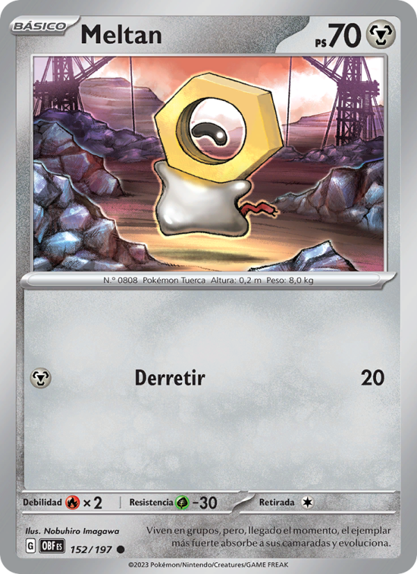 Meltan 152 — Obsidian Flames (Spanish Pokémon TCG card)