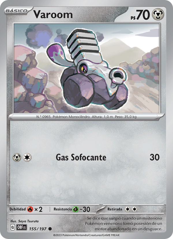 Varoom 155 — Obsidian Flames (Spanish Pokémon TCG card)