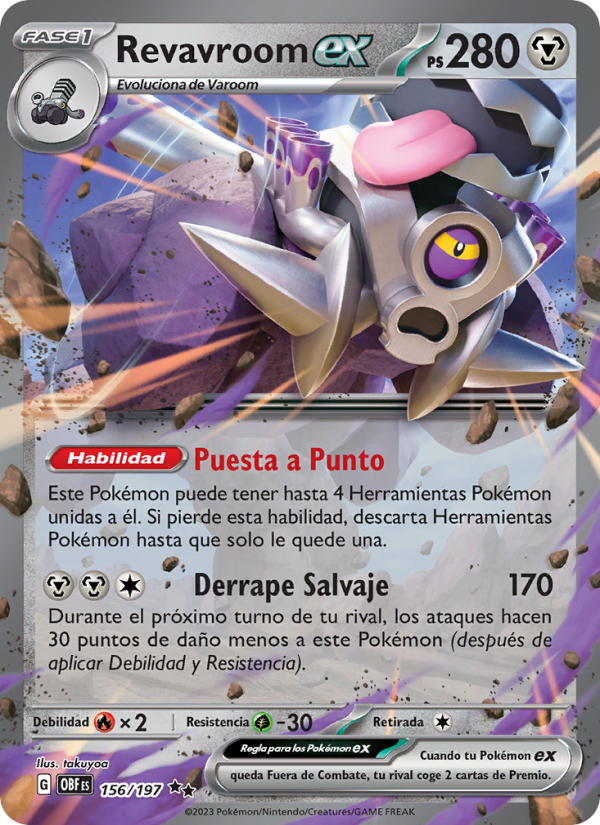Revavroom ex 156 — Obsidian Flames (Spanish Pokémon TCG card)