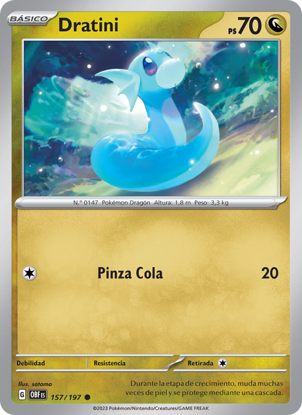 Dratini 157 — Obsidian Flames (Spanish Pokémon TCG card)