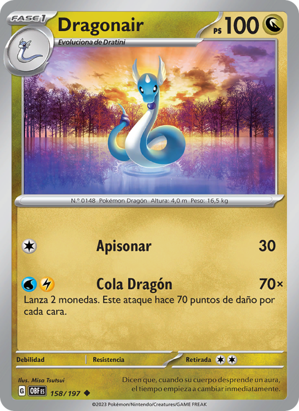 Dragonair 158 — Obsidian Flames (Spanish Pokémon TCG card)