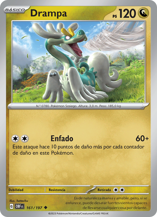 Drampa 161 — Obsidian Flames (Spanish Pokémon TCG card)