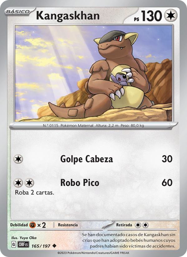 Kangaskhan 165 — Obsidian Flames (Spanish Pokémon TCG card)