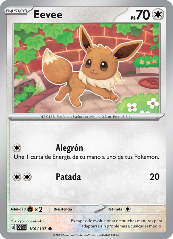 Eevee 166 — Obsidian Flames (Spanish Pokémon TCG card)