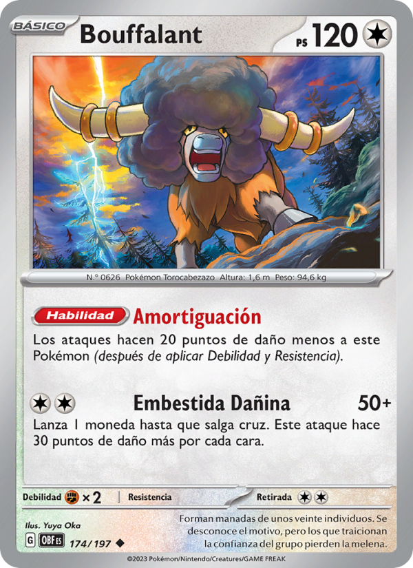 Bouffalant 174 — Obsidian Flames (Spanish Pokémon TCG card)