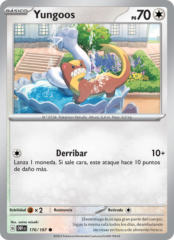 Yungoos 176 — Obsidian Flames (Spanish Pokémon TCG card)
